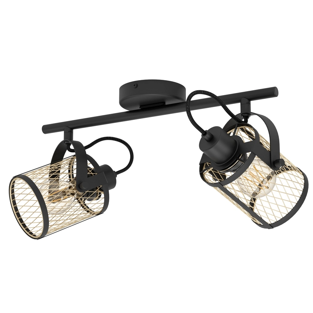 2-Licht Deckenlampe Dellow Schwarz mit Gold
