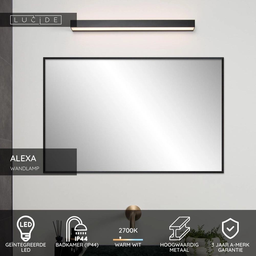Wandlampe im Badezimmer Alexa 60 cm schwarz – IP44 – 8W Lucide 5411212040527