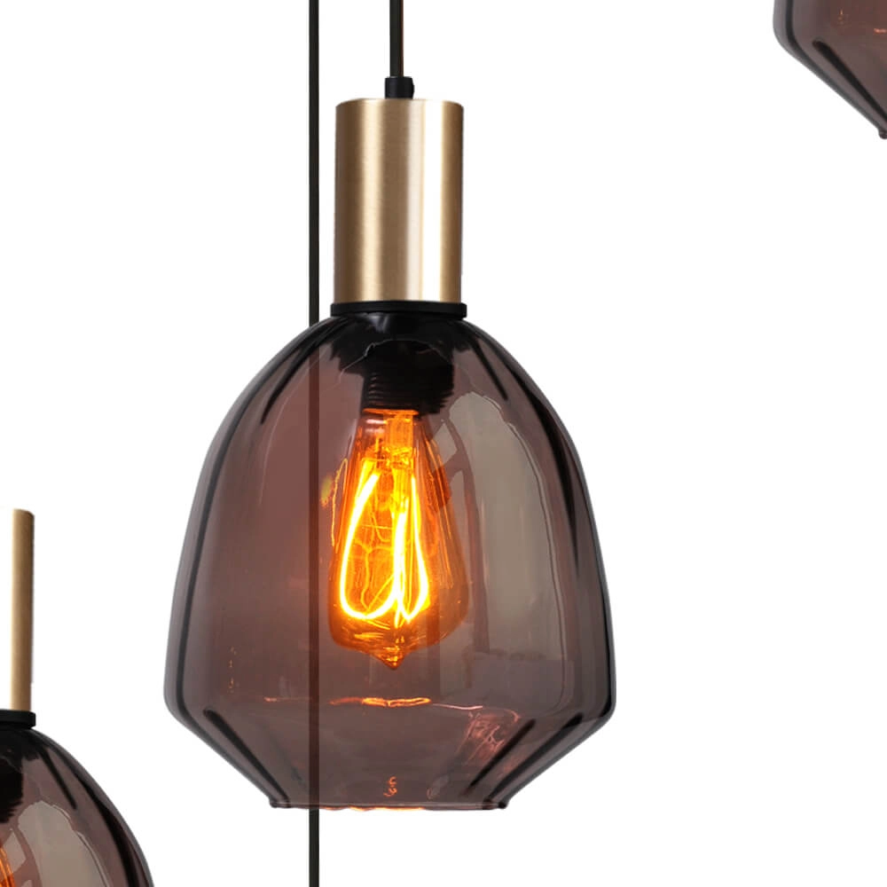 5-flammige Loft-Hängelampe - Gold - Porto mit roter Nicolette-Brille Masterlight 8718121271194