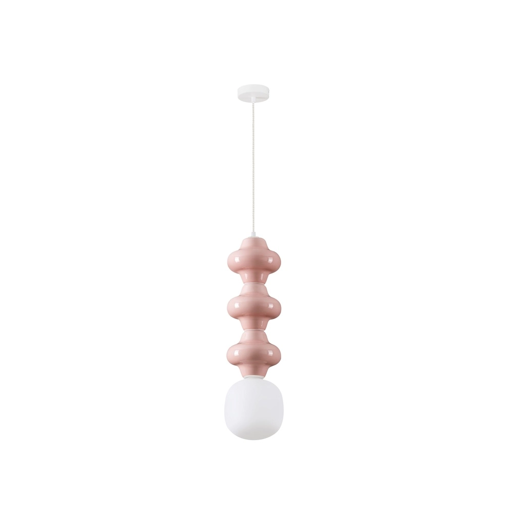 Pendelleuchte Clio L rosa Keramik mit weißem Glas Lyora 5212017461339