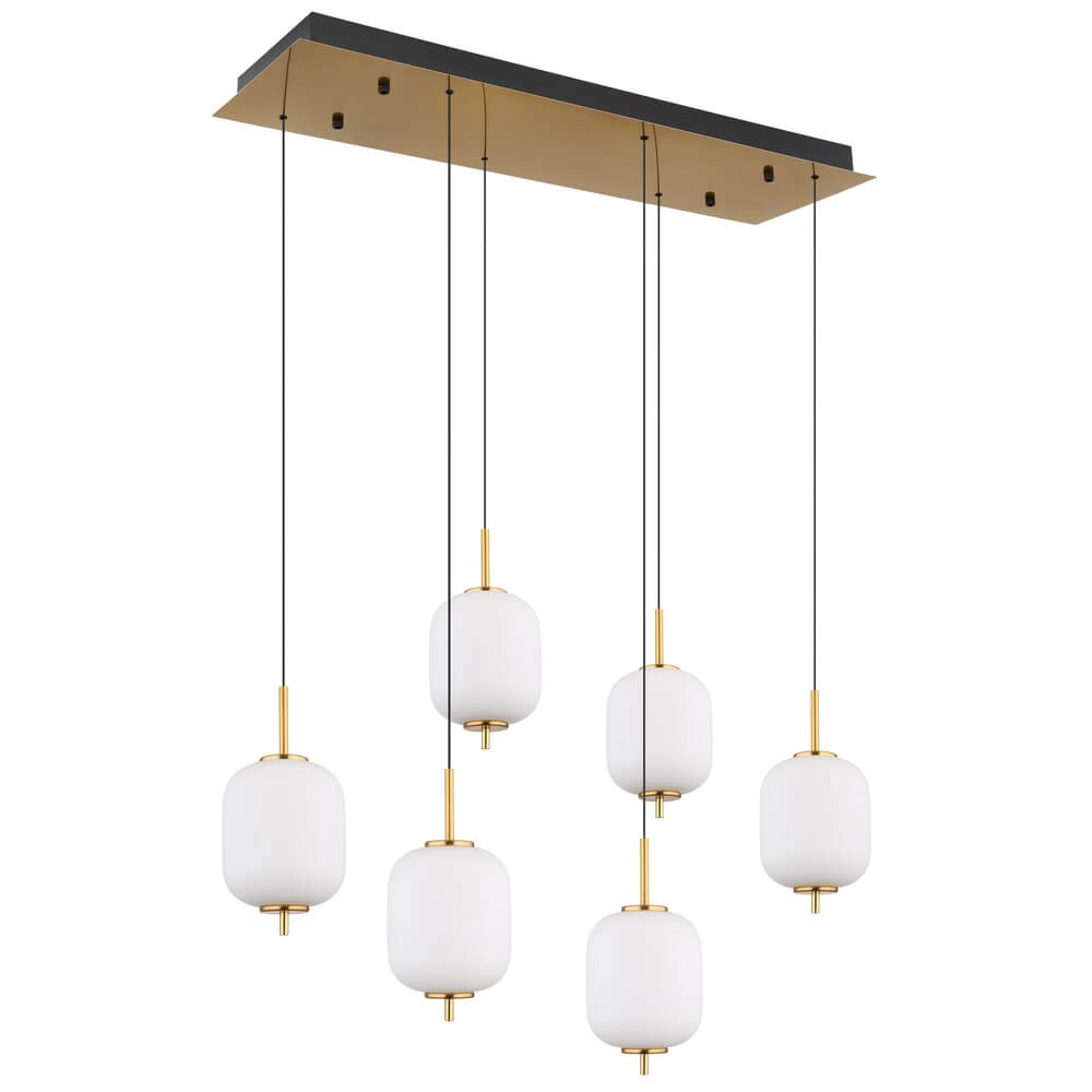 Goldene Pendelleuchte Ewald 6-flammiges Weißglas Globo 9007371452583