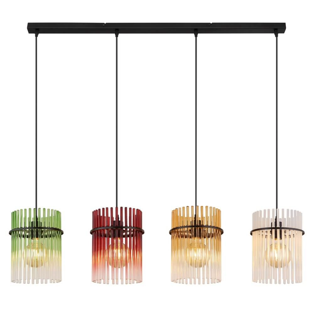 Schwarze Pendelleuchte Gorley Farbiges Glas 4-flammig Globo 9007371484003