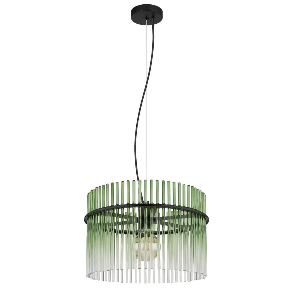 Schwarze Pendelleuchte Gorley mit grünem Glas Ø 40cm Globo 9007371471973