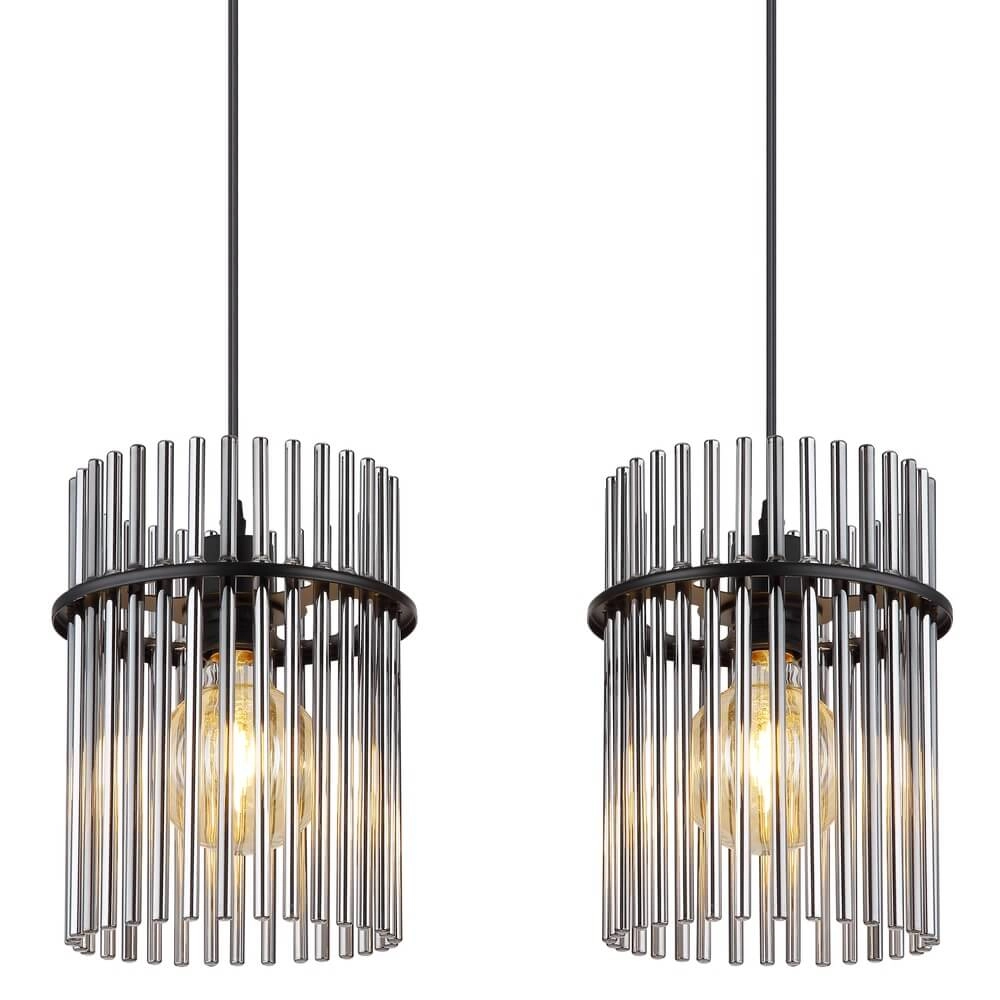 Schwarze Pendelleuchte Gorley mit Rauchglas 4-flammig Globo 9007371448180