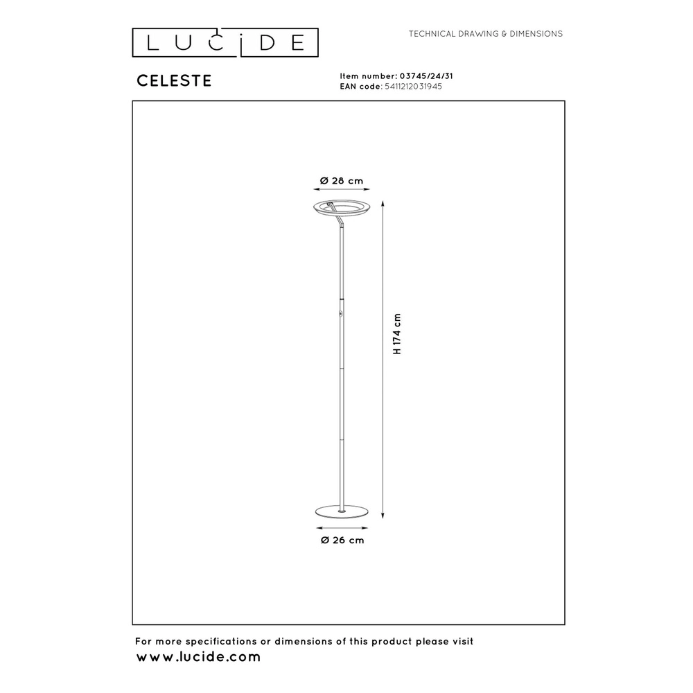 Design-Stehlampe Celeste weiße Ø 28 cm Lucide 5411212031945