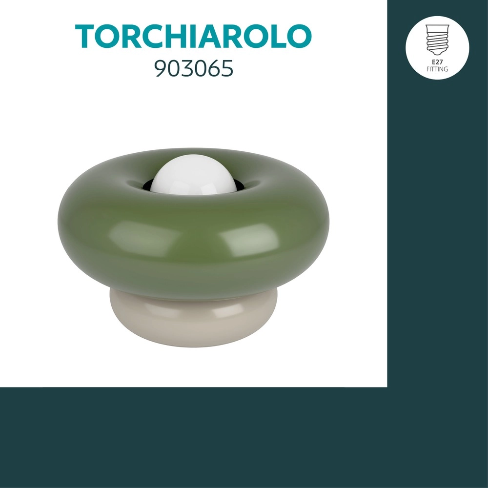 Design-Tischlampe Torchiarolo Sandbraun mit Grün