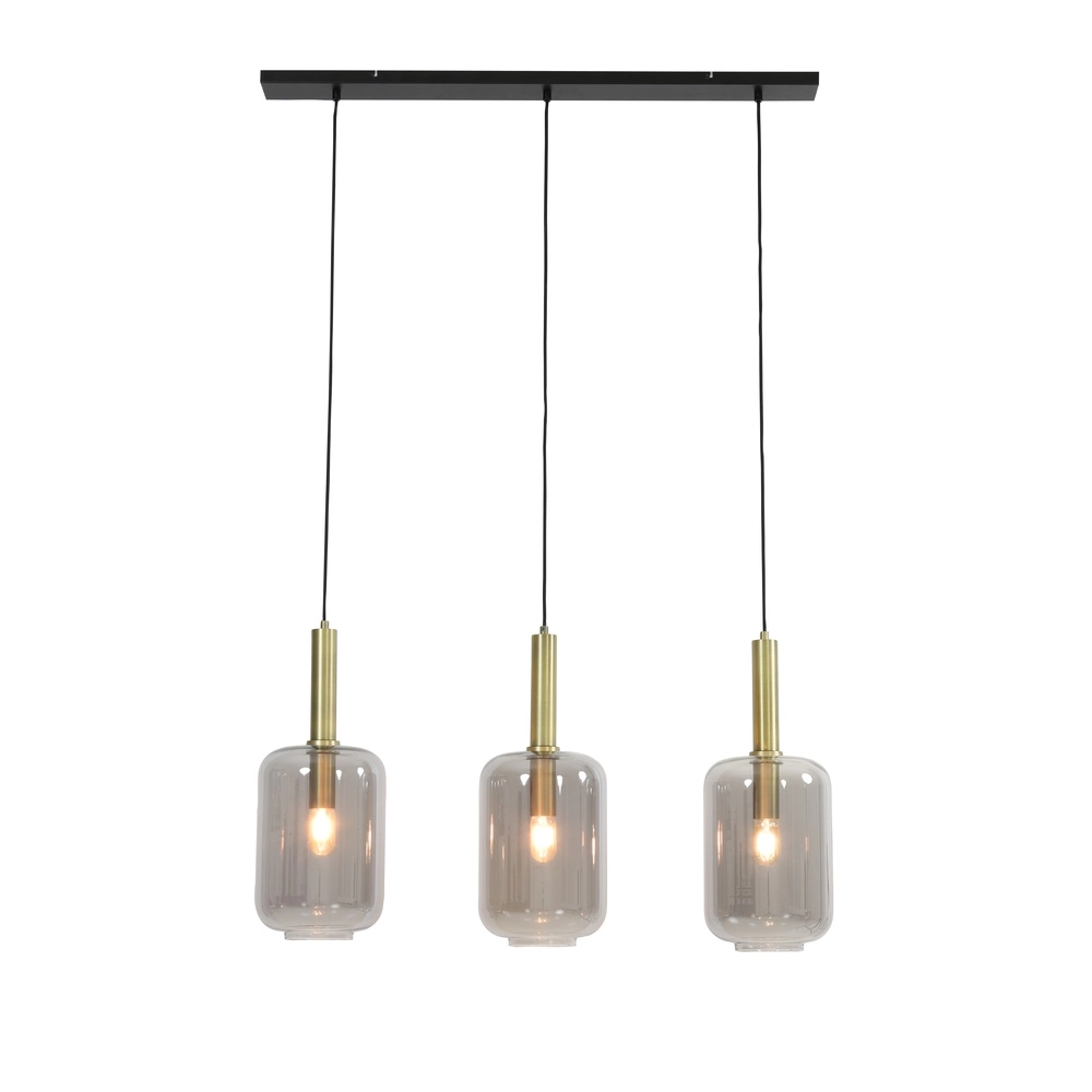 Esstisch-Pendellampe Lekar 3x E27 – Messing mit Rauchglas Light & Living 8717807601454