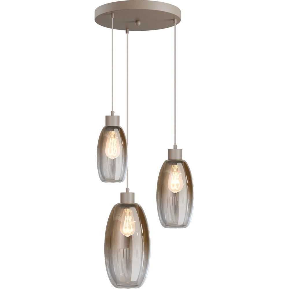 Vide Pendellampe Olive mit 3 Gläsern – Sand – Ø35 cm