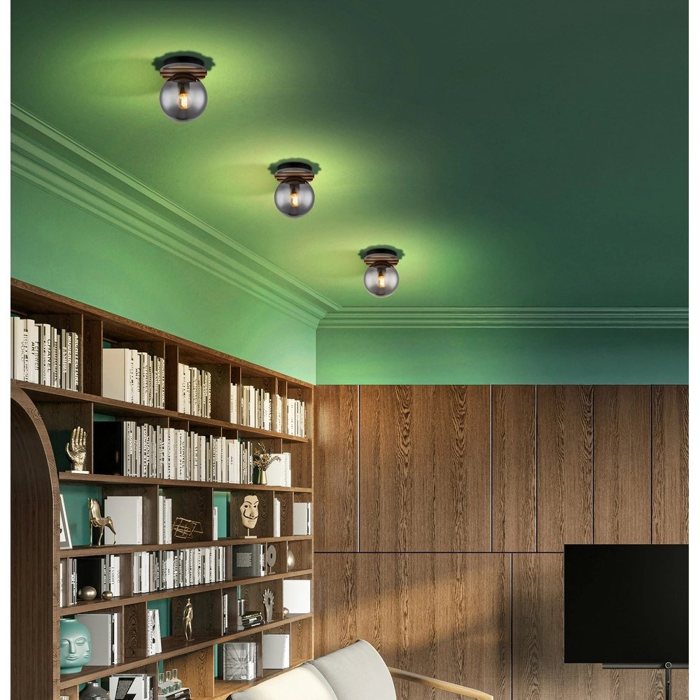 Deckenlampe Parsons Schwarz mit Holz Globo 9007371576098