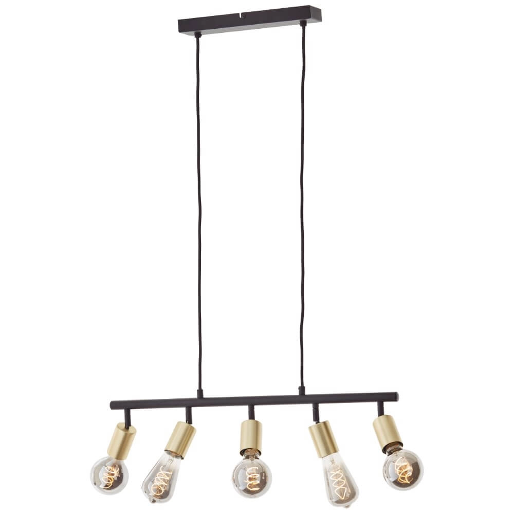 Hängelampe mit 5 Leuchten Tiffany schwarz mit gold Brilliant 4004353406416