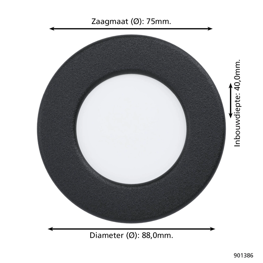Zurückgesetzter Scheinwerfer Fueva 6 rund – schwarz – Ø 8,8 cm Eglo 9008606330676