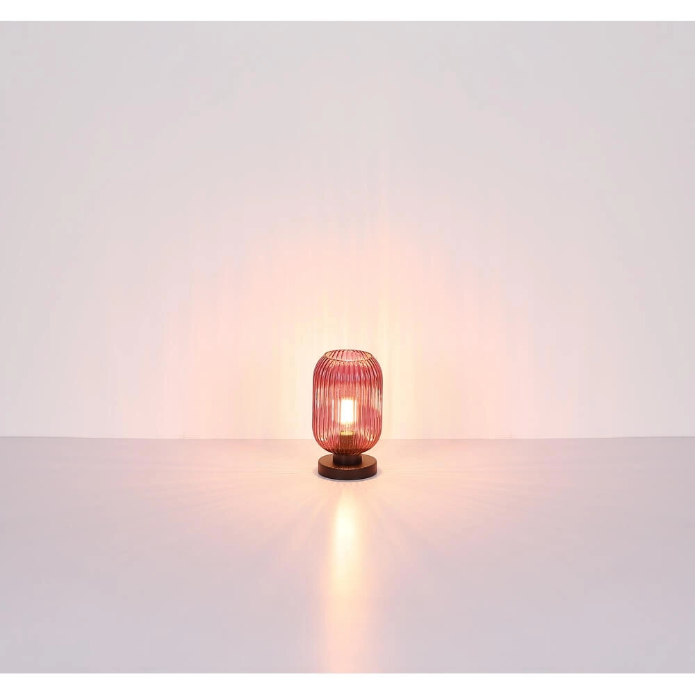 Runde Tischleuchte Normy rotes Glas Ø 14cm Globo 9007371450299