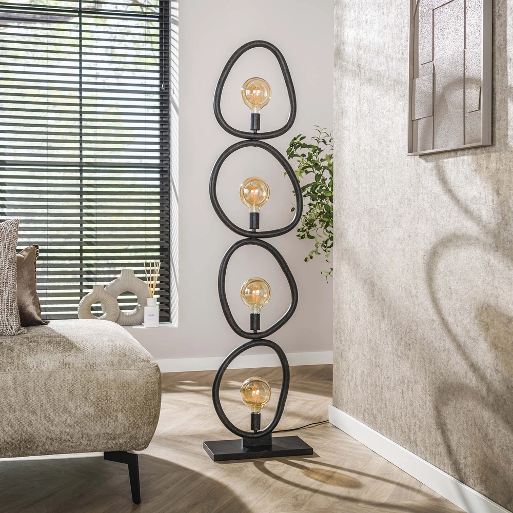 Land-Stehlampe Pebble Arktisch Schwarz – 4x E27 Lyora 8716803511002