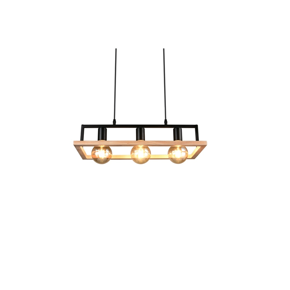 Design-Pendellampe Bano Schwarz mit Holz Trio 4017807673364