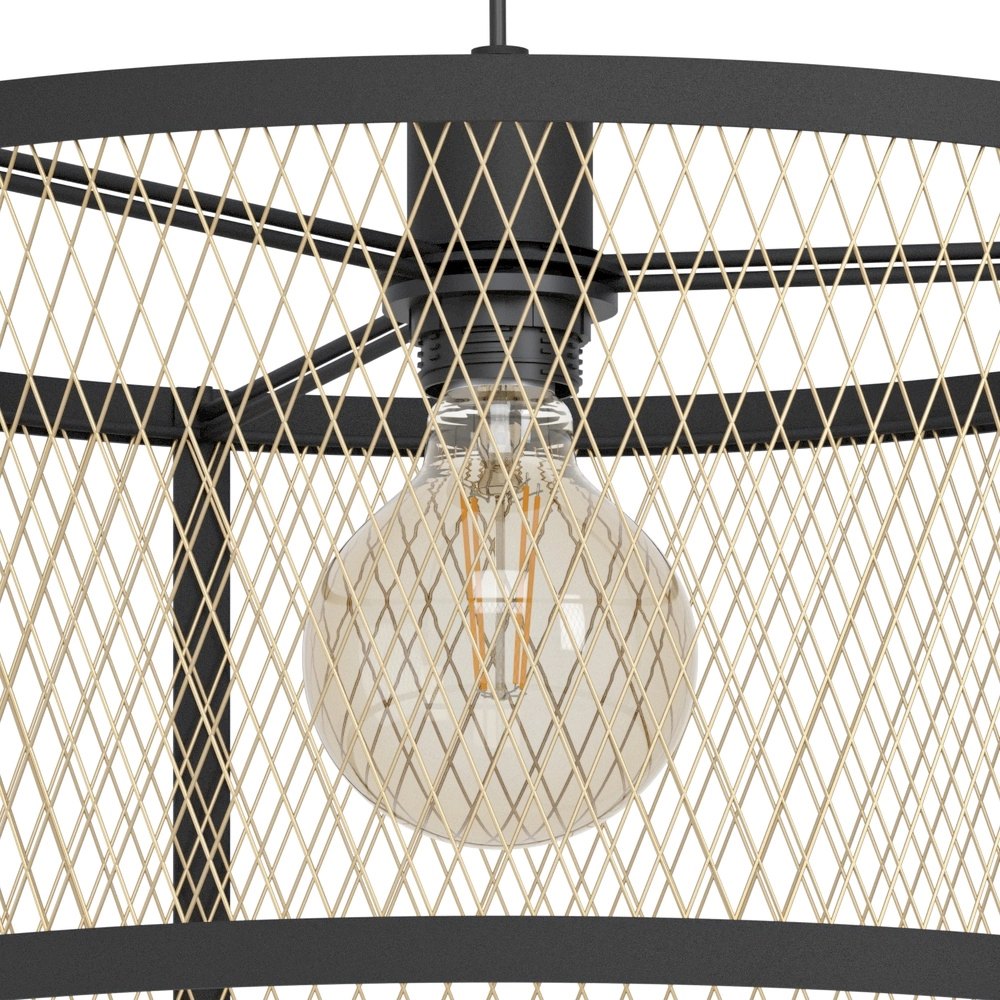 Essaal-Pendellampe Dellow Ø 45cm – schwarz mit Gold Eglo 9002759436049