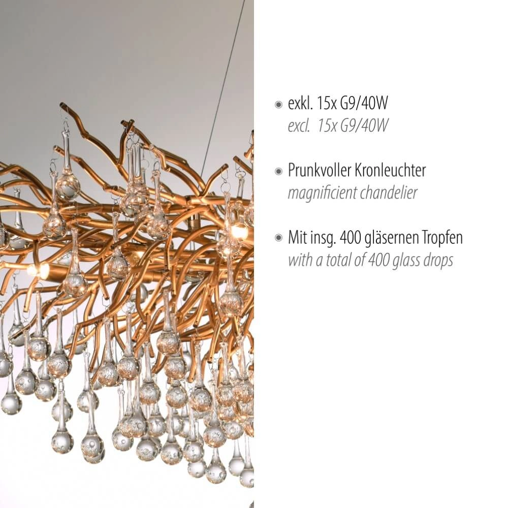 Großer Kronleuchter Icicle antikes Messing Paul Neuhaus 4012248332917