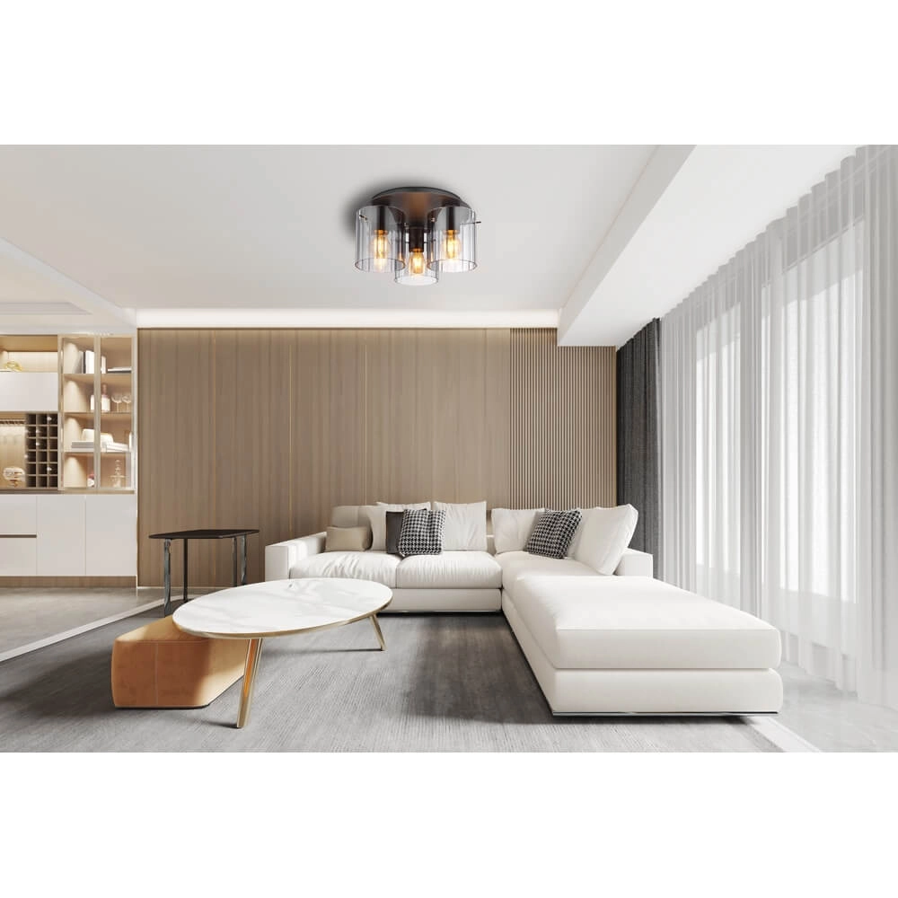 Deckenlampe Tulivar Design Rauchglas 3-flammig Globo 9007371456901