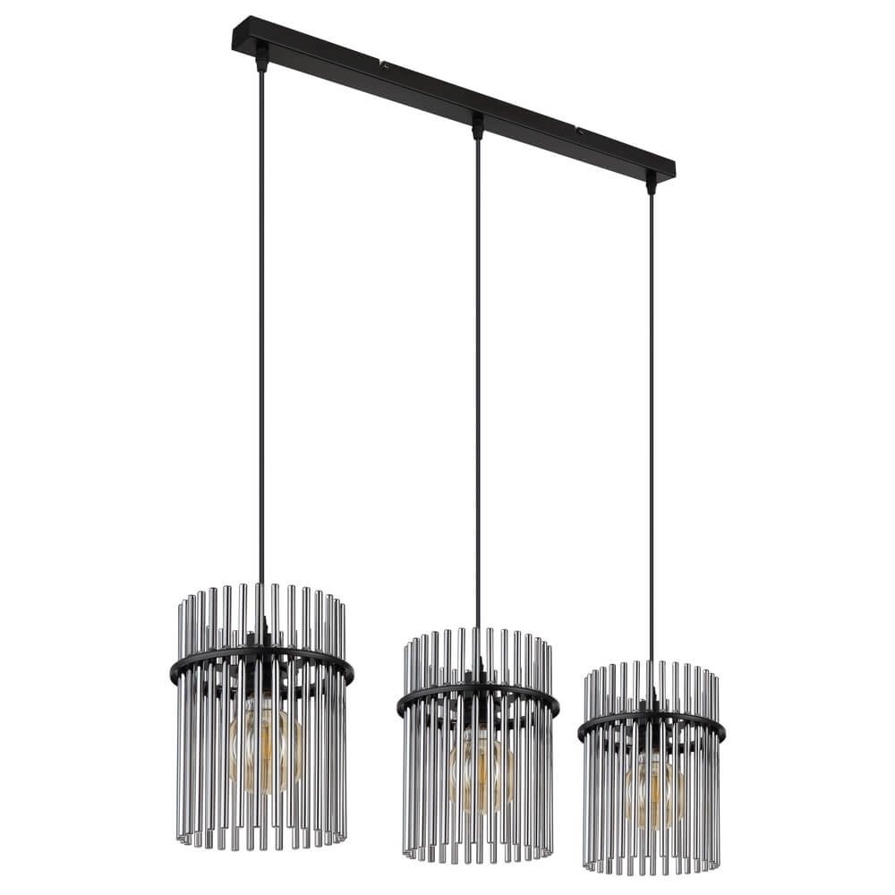 Schwarze Pendelleuchte Gorley mit Rauchglas 3-flammig Globo 9007371445790