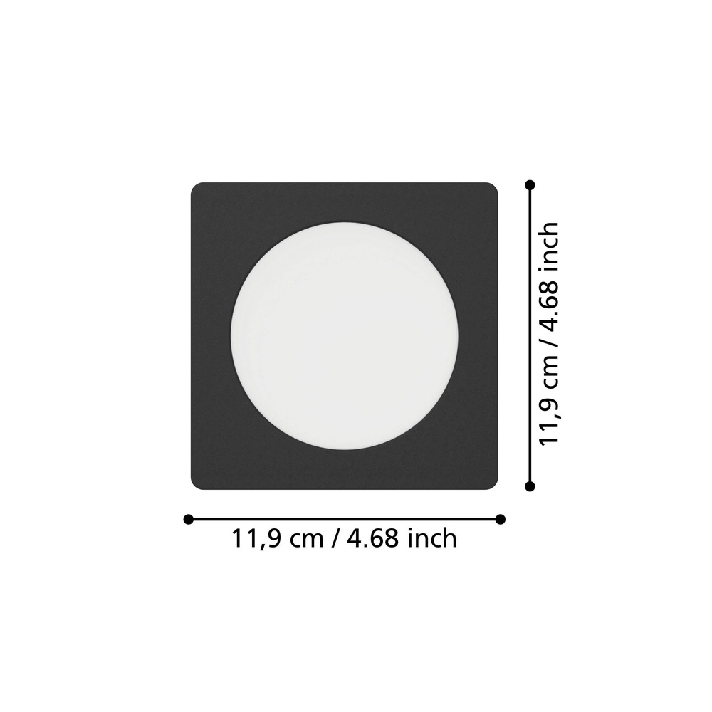 Einbaulampe Fueva 6 Quadrat – Schwarz – 11,9x11,9 cm Eglo 9008606330713