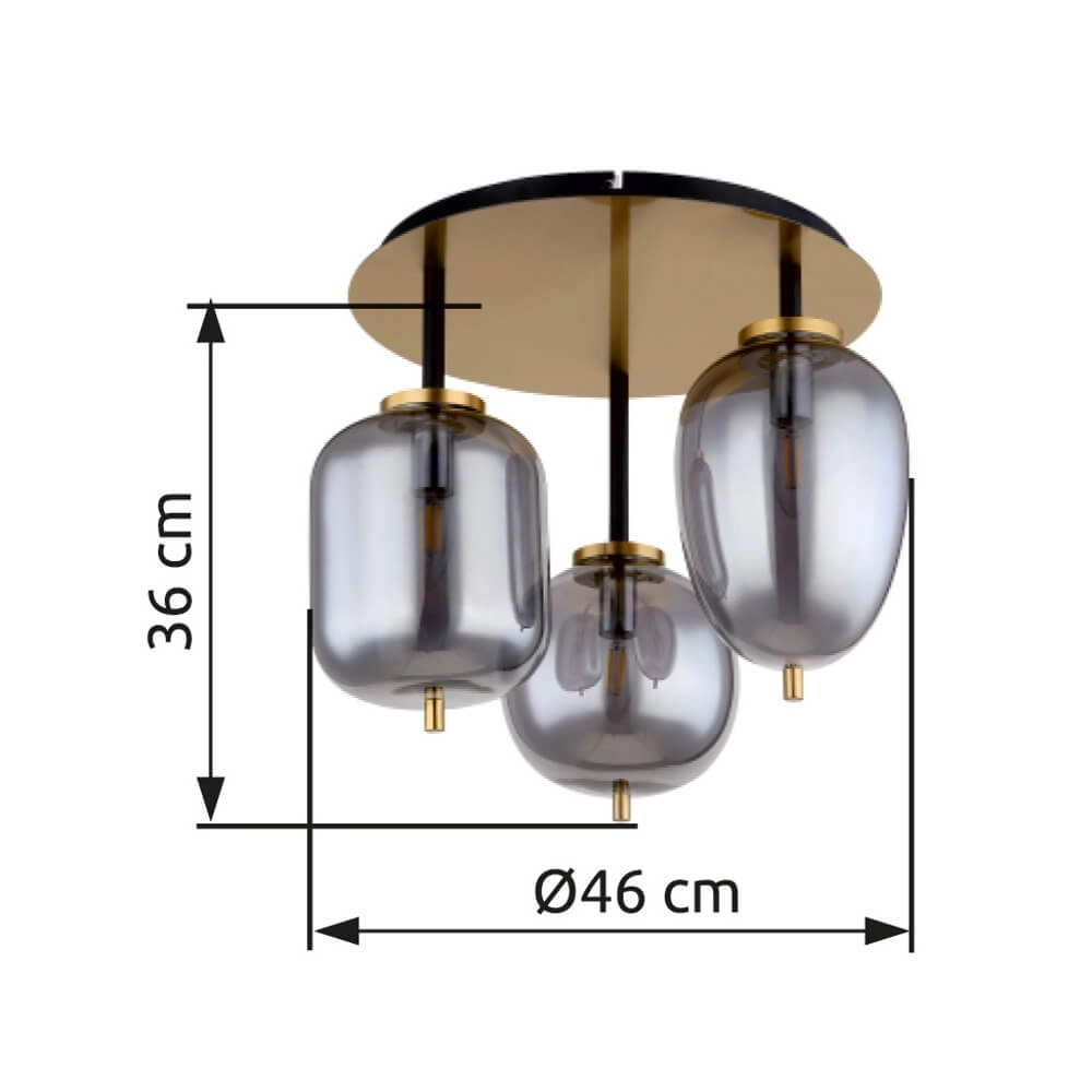 Goldene Deckenleuchte Blacky I 3-flammig Globo 9007371442485
