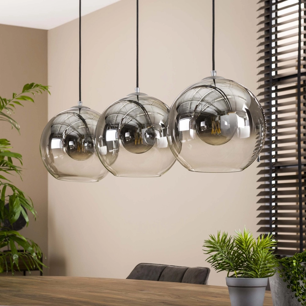 3L-Pendelleuchte Bubble mit silbernem, verblassendem Glas Lyora 8716803511217
