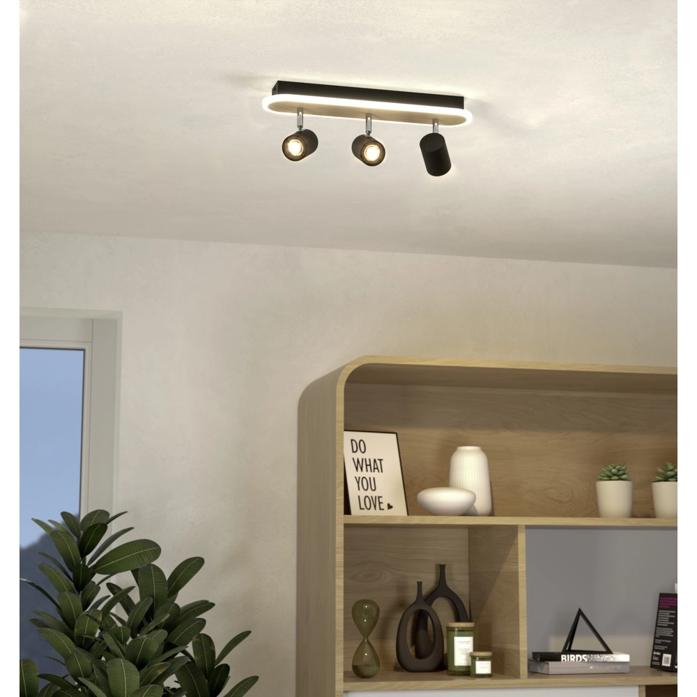 LED-Deckenspot Rimbocchi 3L – schwarz – Holzoptik Eglo 9008606316533