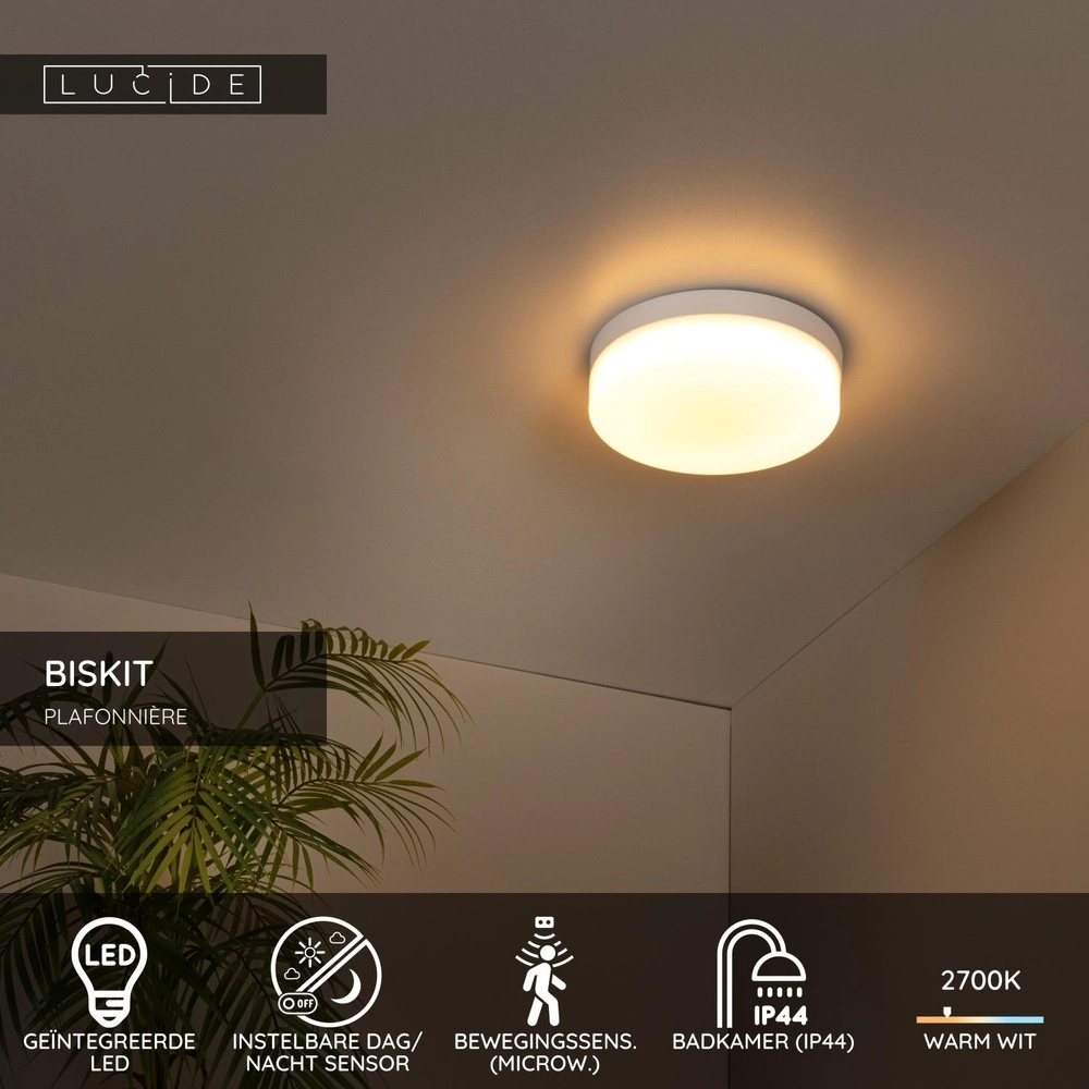 Deckenlicht Biskit Ø 23cm - IP44 weiß Lucide 5411212792143