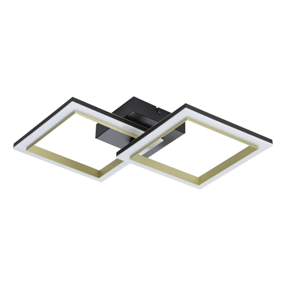 Intelligente Deckenbeleuchtung Calliera 53 cm – Schwarz mit Gold – Quadrat