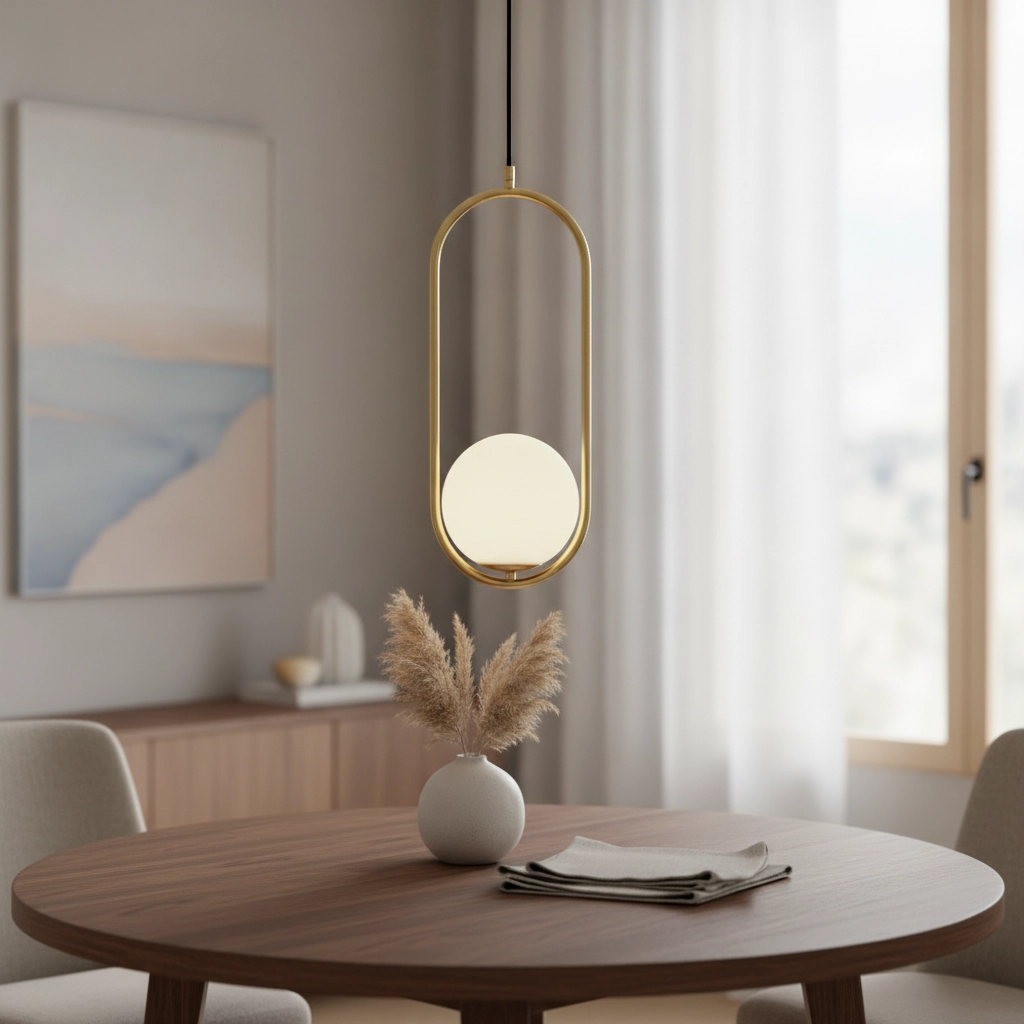 Design-Pendelleuchte Obitar Einzelnes ovales Gold