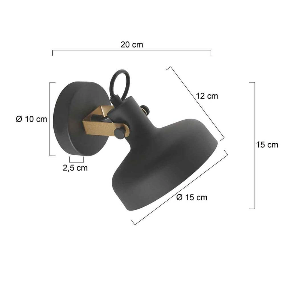 Wandleuchte Prato schwarz mit gold Steinhauer 8712746176377