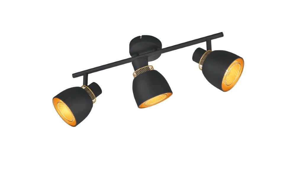 Schwarze Deckenlampe Punch 3-flammig