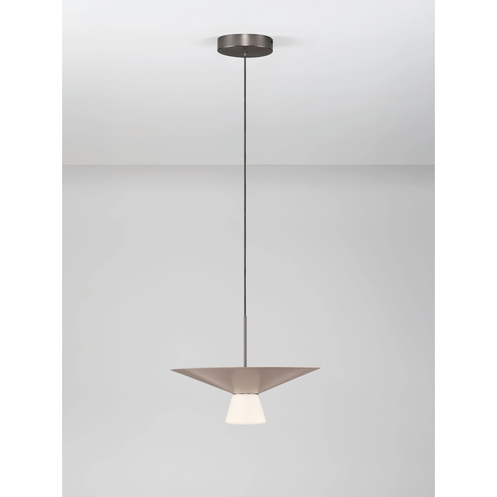 Design-Pendellampe Baris weiß mit grauem und braunem Ø 38 cm Lyora 5212017495297