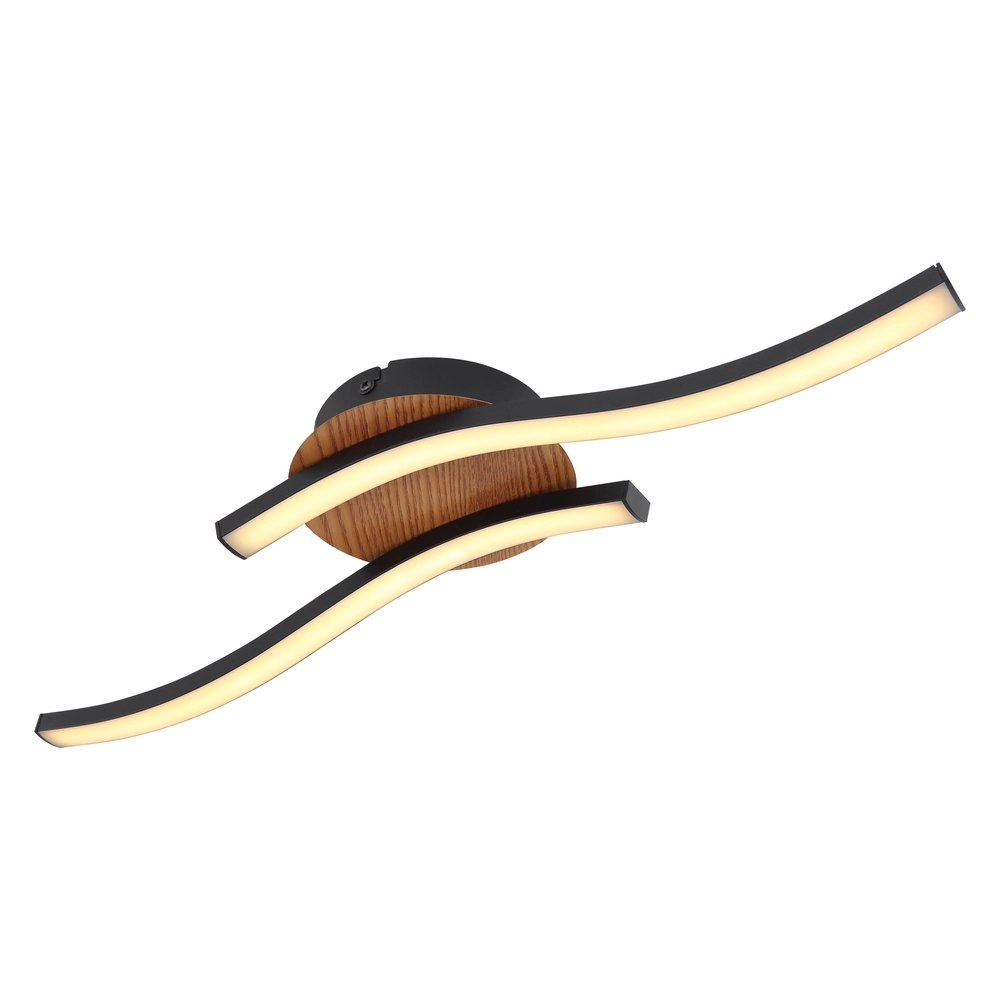 Schwarze Deckenlampe Evita mit Holz