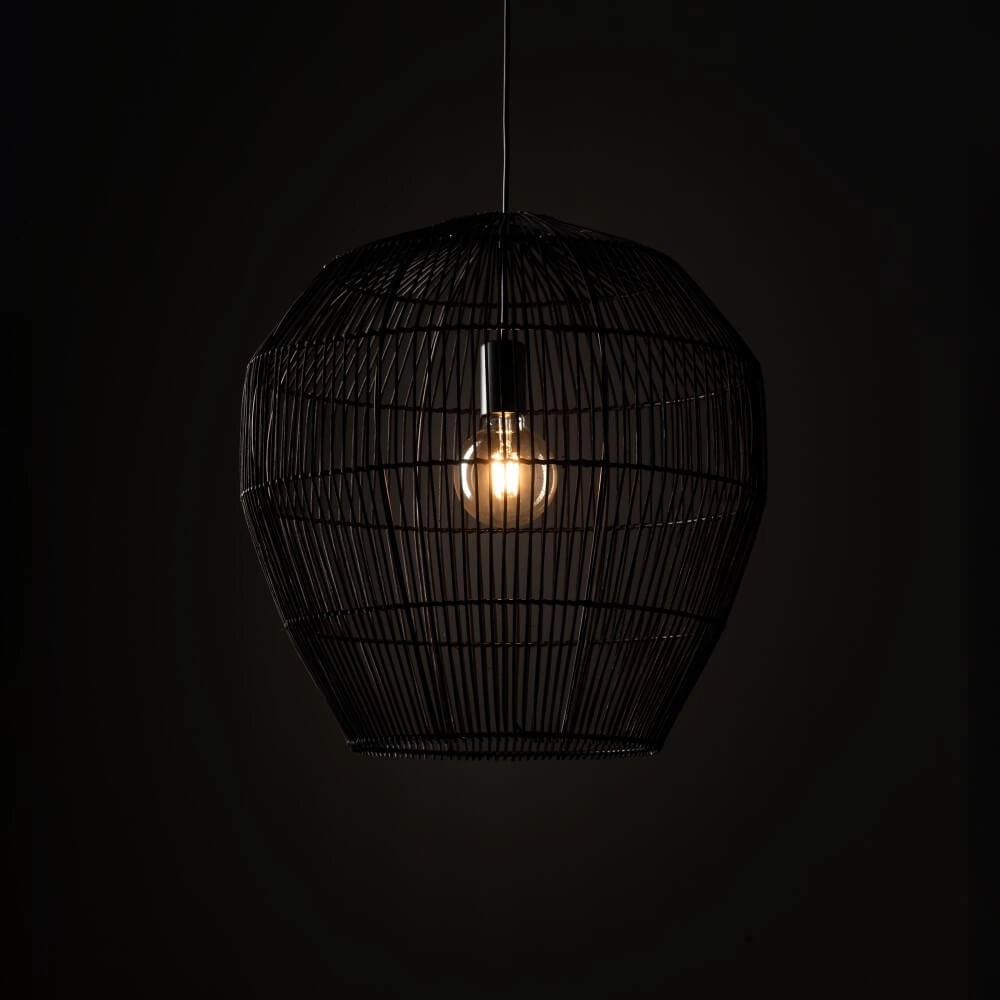Rattan Pendelleuchte Haiti M Ø 50cm schwarz Lyora 5903139111676
