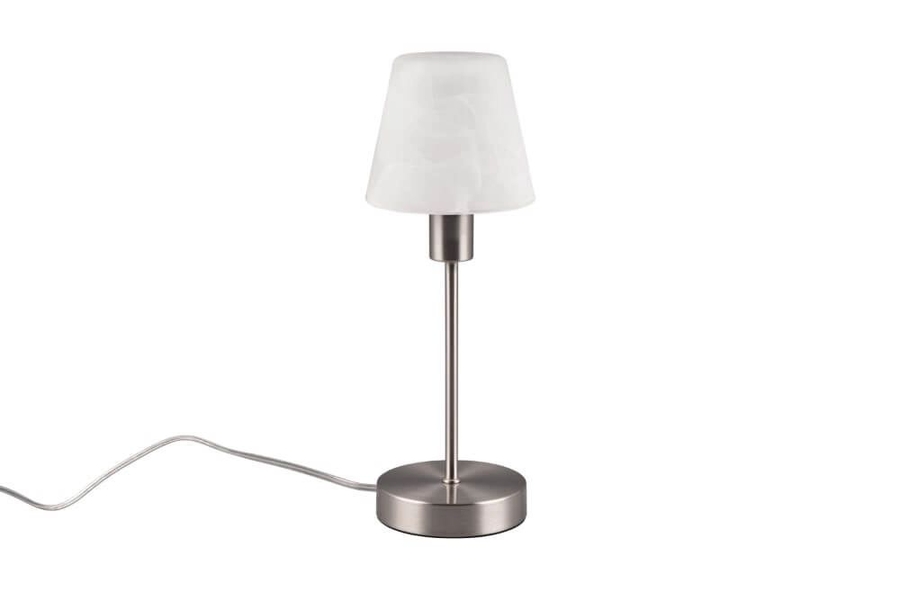 Tischlampe Luis Ii Nickel mit weißem Glas Trio 4017807551280