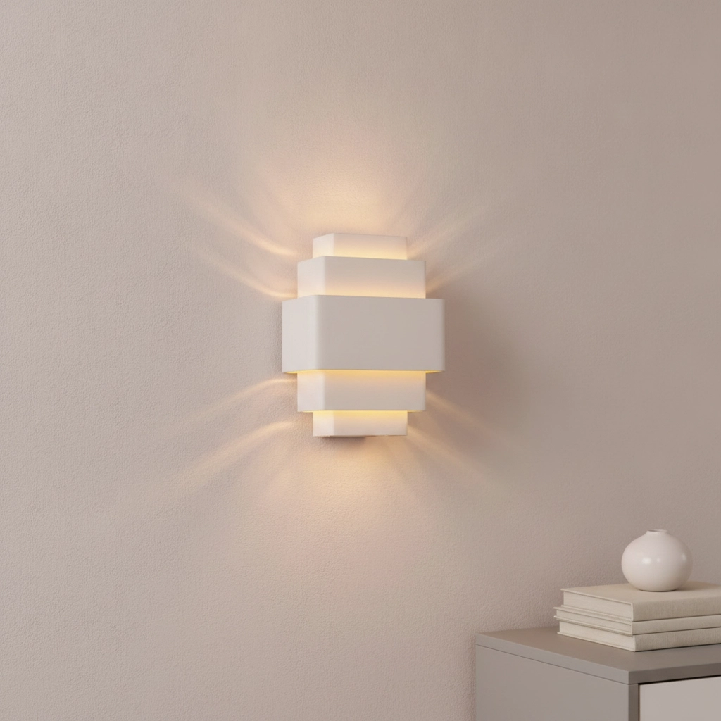 Design-Wandleuchte Layers Weiß mit Gold innen