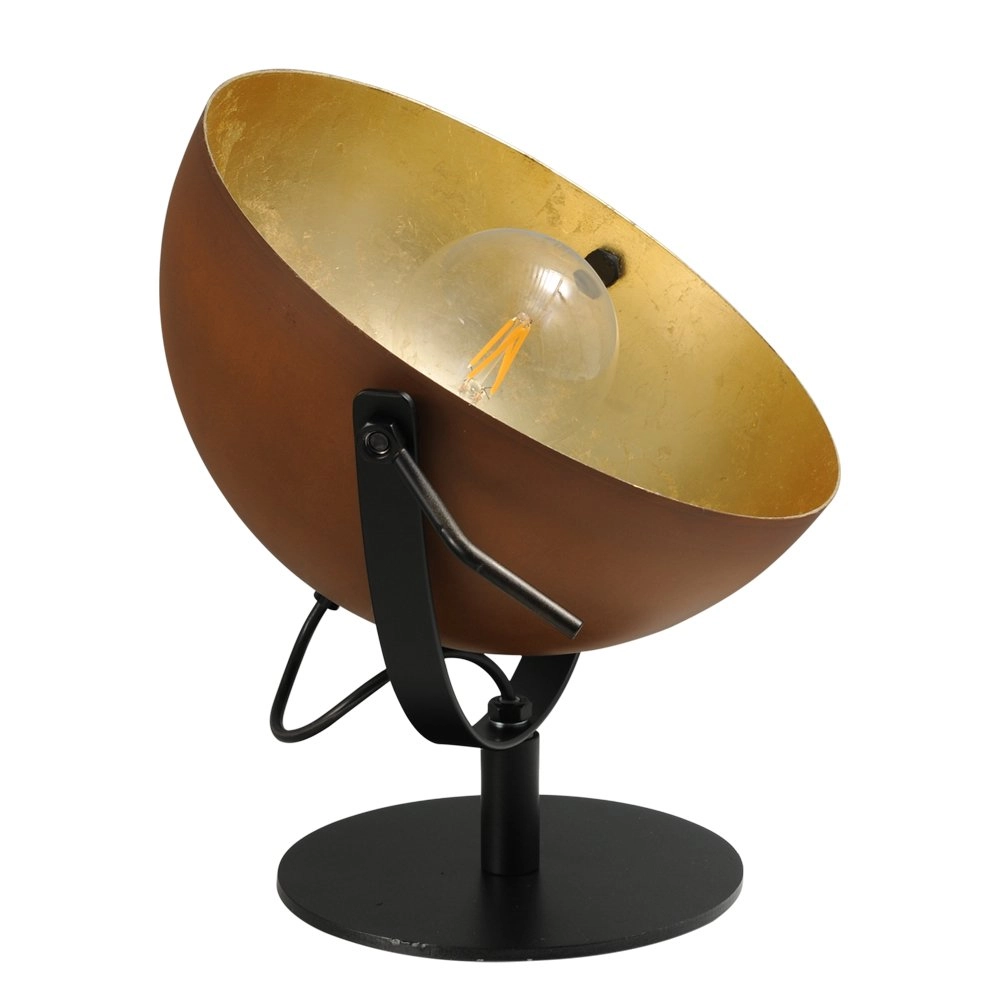 Tischlampe Industria Uplighter 30 cm rostbraun mit altem gold