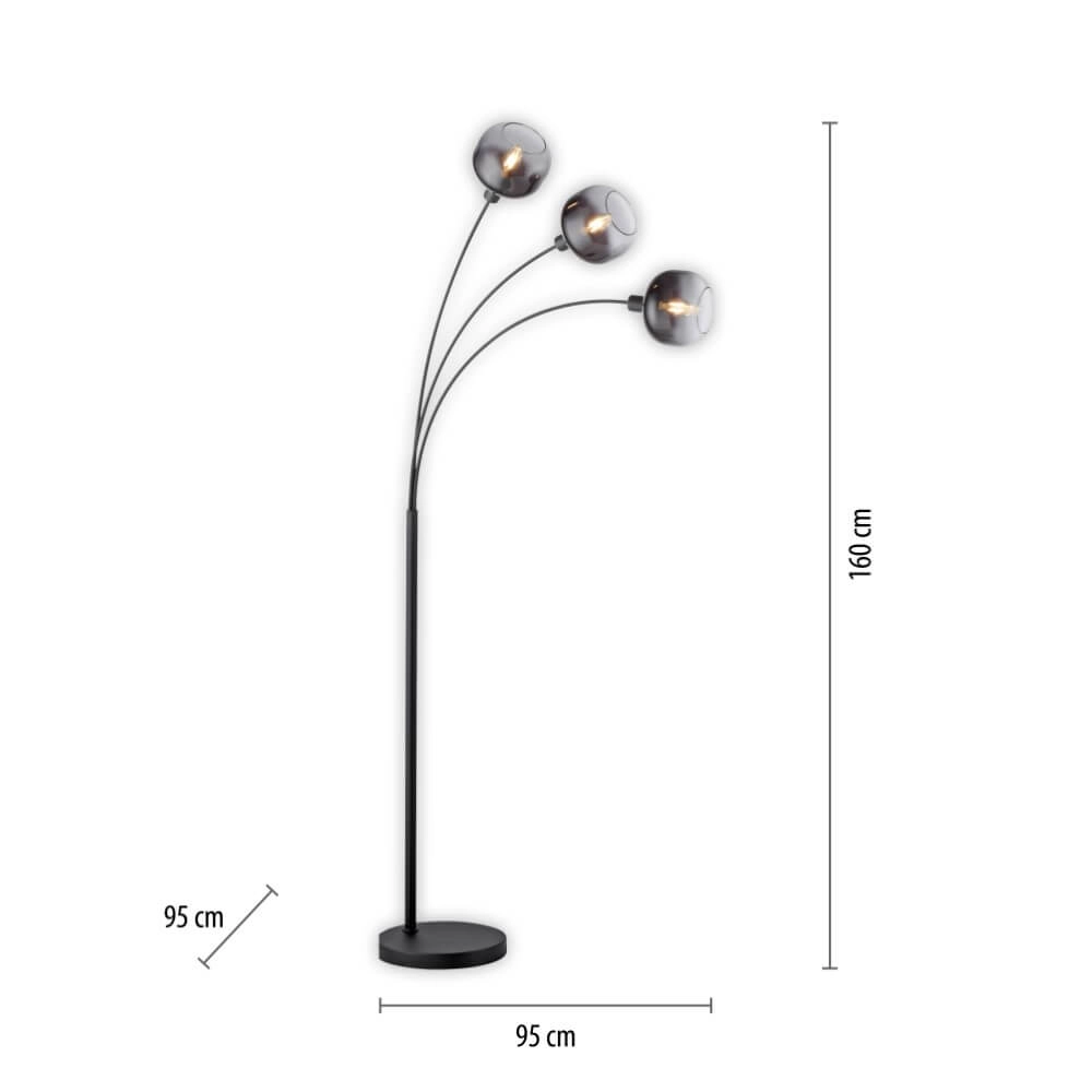 Schwarze Stehlampe Zea 3-flammig Just Light 4043689993764