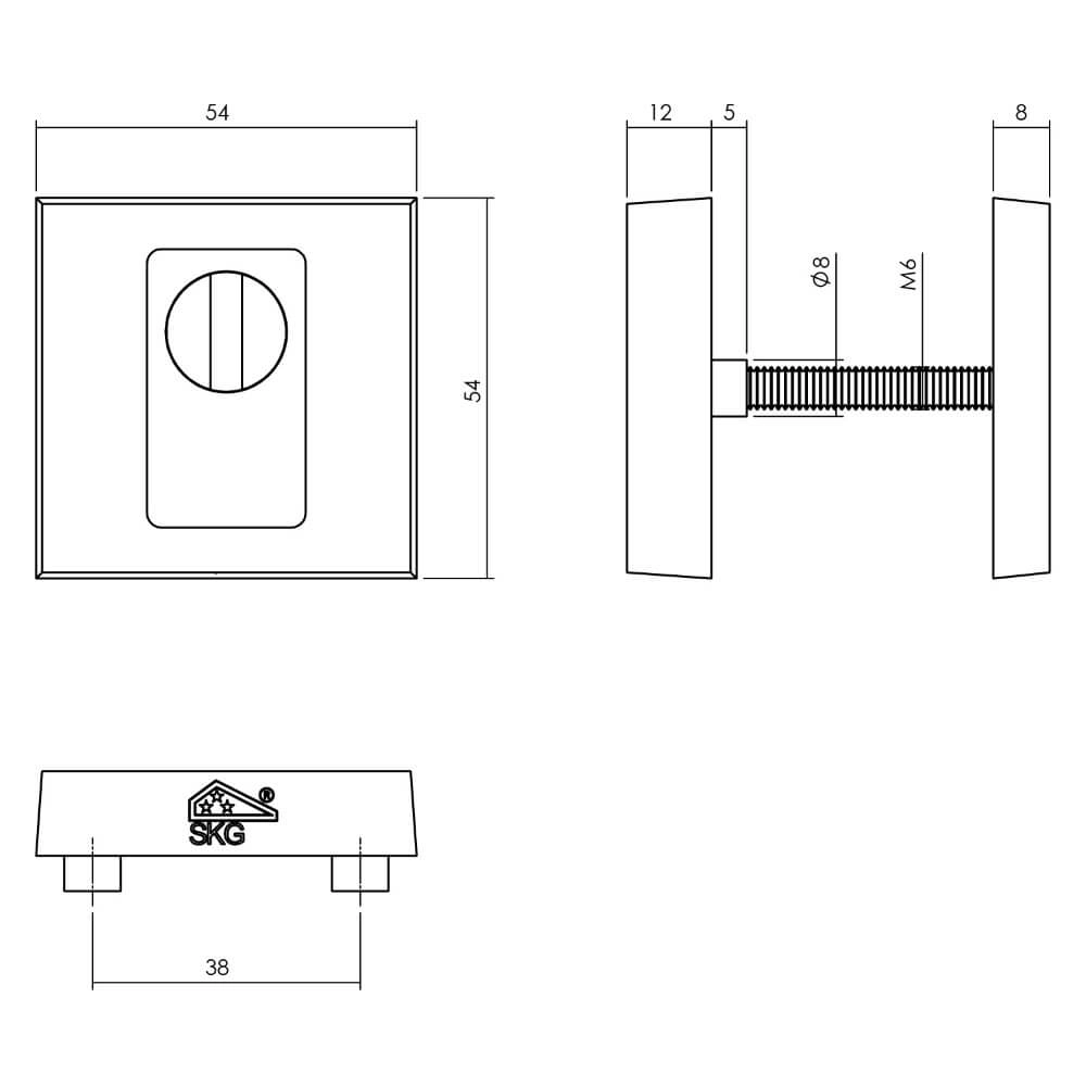Beschläge für die Hecktür Jura Quadratisches Messing Intersteel 8714186697146