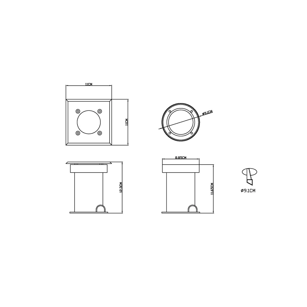 Platzplatz auf dem Gelände Style II Quadratischer Edelstahl Globo 9007371327546