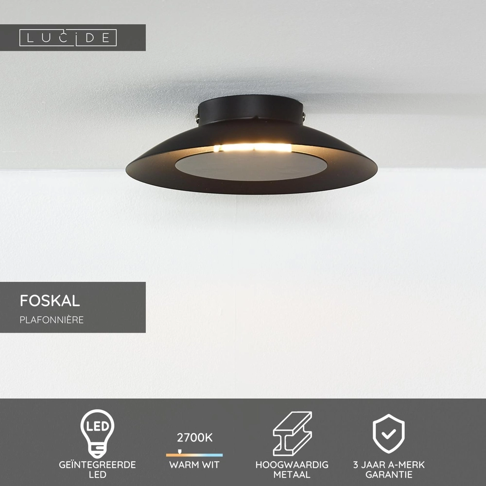 Deckenlampe Foskal Ø 21,5 cm schwarz Lucide 5411212791498