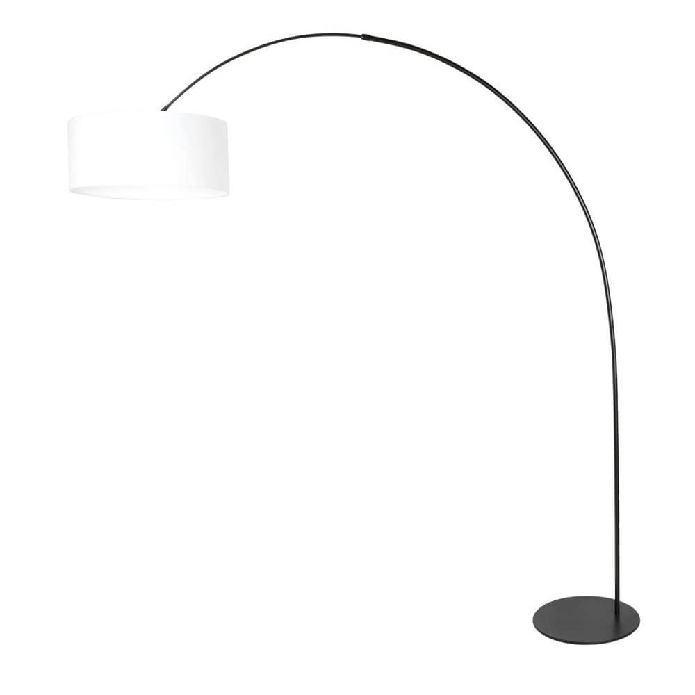 Stehlampe Curve schwarz mit grobem weißem Schirm Ø 50cm Steinhauer 8712746179484
