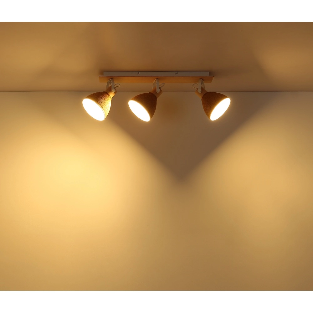 Deckenlampe Lyndon 3-Licht weiß mit Rattan Globo 9007371586745