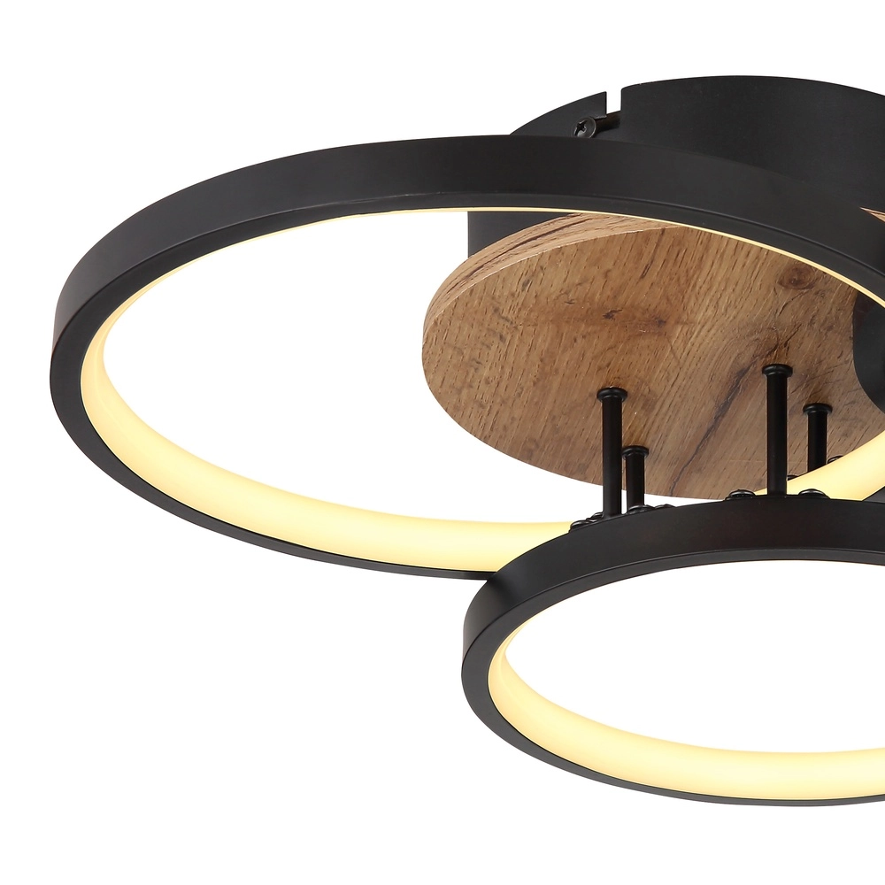 Schwarze Deckenlampe Sid Design mit Holz Globo 9007371436392