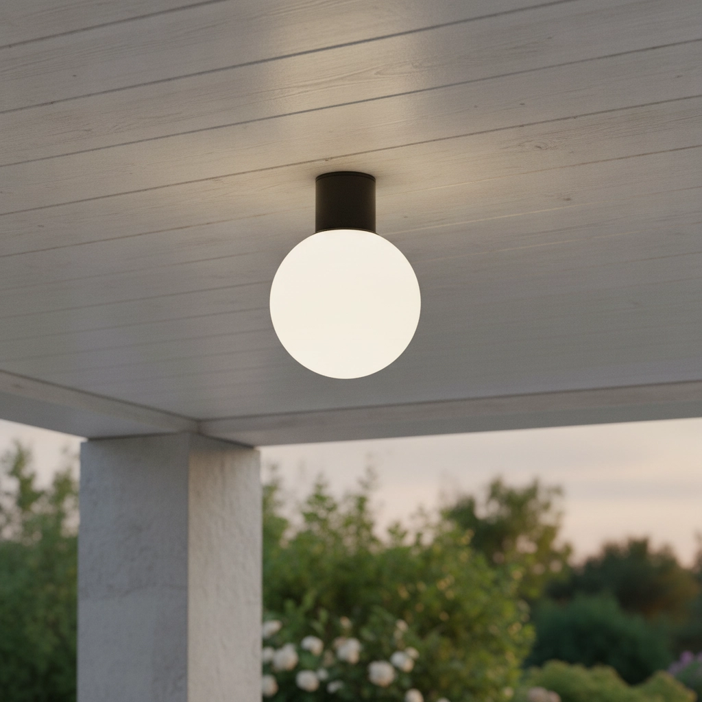 Deckenlampe Spix anthrazit mit weißem konvexem Glas