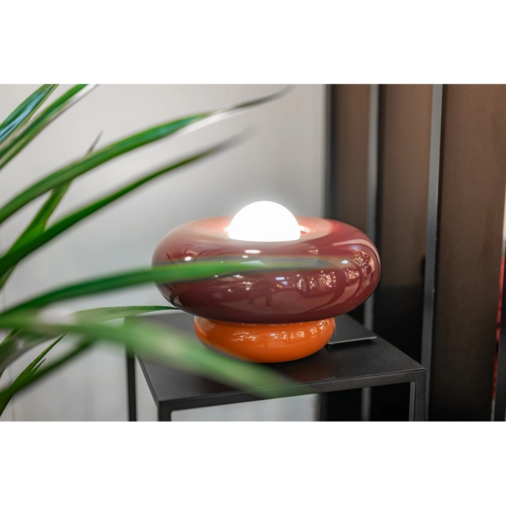 Design-Tischlampe Torchiarolo Orange mit Burgunderrot