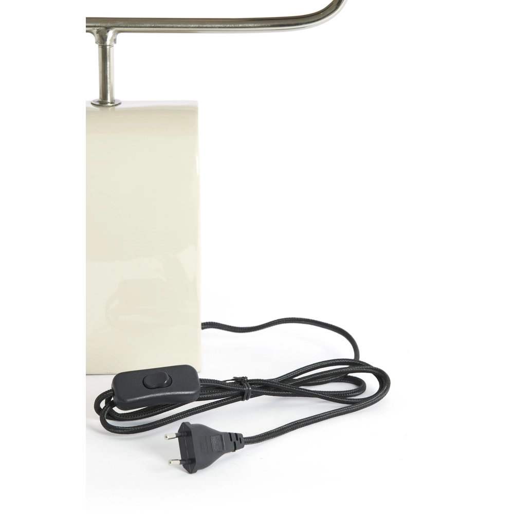 Crèmefarbene Schreibtischlampe Cardona mit Nickel – 1x E27 Light & Living 8717807816254