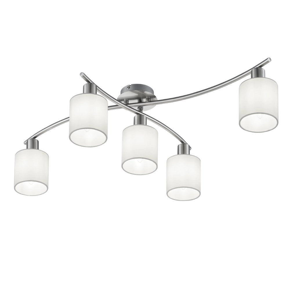 Deckenleuchte Garda 5-leichte Nickelmatte mit weiß Trio 4017807349214