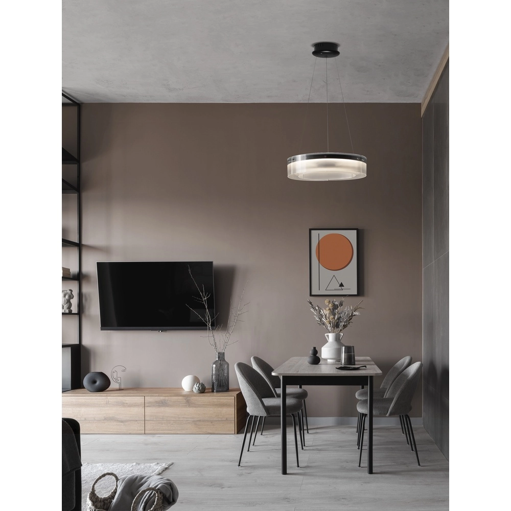 Design-Pendelleuchte Pauline schwarz mit Glas Ø 55cm Lyora 5212017445377