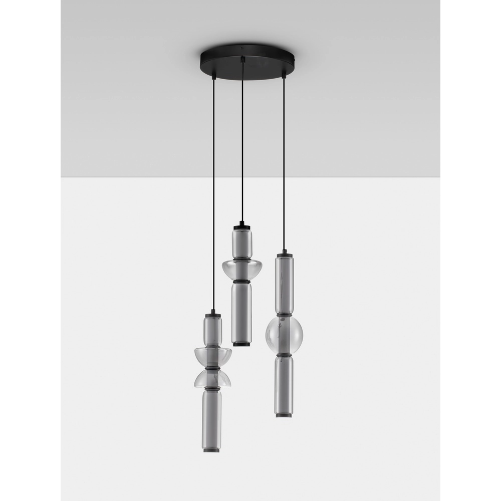 Design-Pendelleuchte Ulon 3-flammiges Rauchglas Lyora 5212017474193